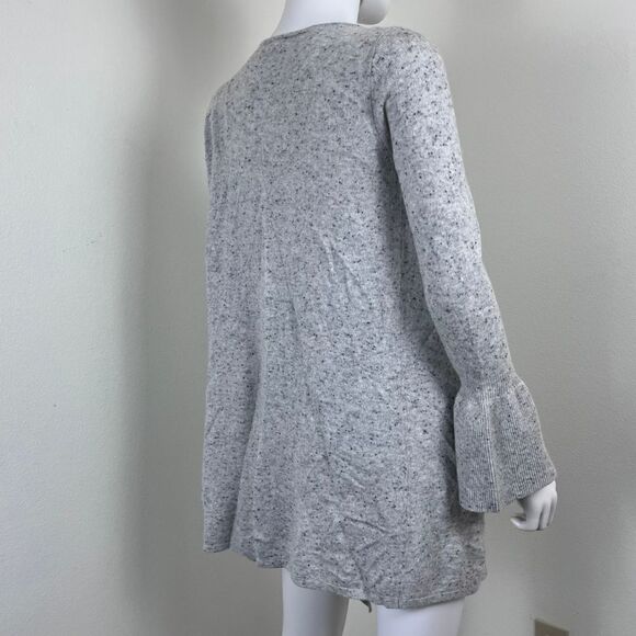 Moth Lyra Women Size S Wool Cashmere Speckled Gray Bell Sleeve Cardigan Sweater - Picture 4 of 16